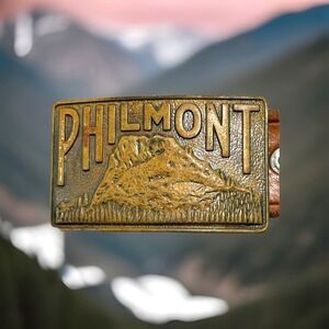 VTG Philmont Scout Ranch Leather Belt 32 Cimarron NM‎ Tooth of Time Brass Buckle